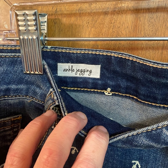 Tribal Women's Anchor Print Blue Skinny Jeans - Picture 3 of 6